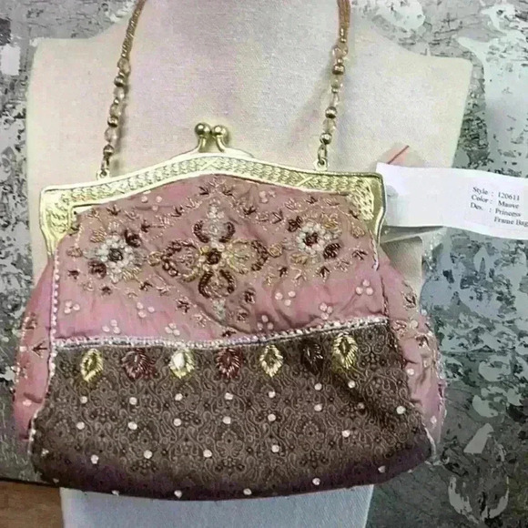 Vintage Sequin Embroidered Evening Clutch NWT Bag - Picture 3 of 6